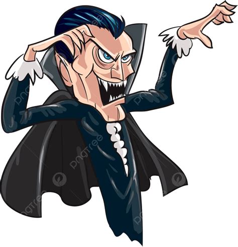 Desenho Animado Ameaçador Vampiro Homem Assustador Horror Vetor Png