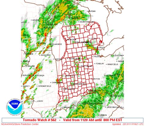 Tornadoes are possible in and near the watch area. Storm Prediction Center PDS Tornado Watch 562