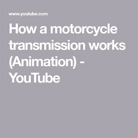 How A Motorcycle Transmission Works Animation Youtube
