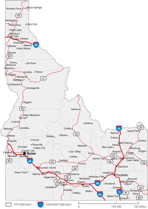 Map Of Idaho Usa Loree Ranique