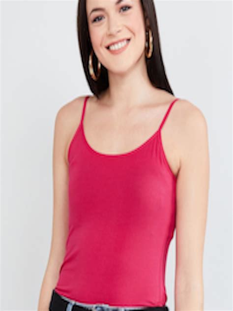 buy max women fuchsia pink solid camisole nooskittyfuchsia camisoles for women 12604878 myntra