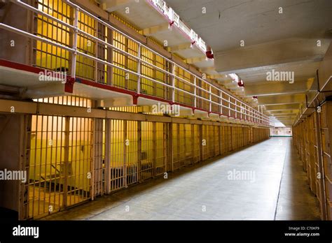 Prison Cells In The Main Cellhouse At Alcatraz Prison Alcatraz Stock