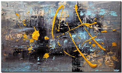 Painting For Sale Heavy Textured Gray Yellow Abstract Art 9626