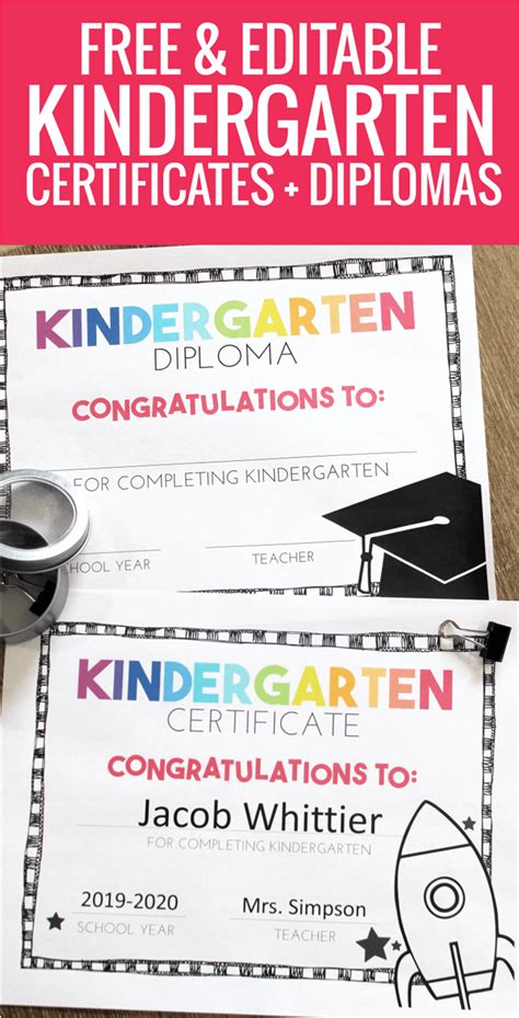 Free Editable Kindergarten Certificates And Graduation Diplomas Artofit