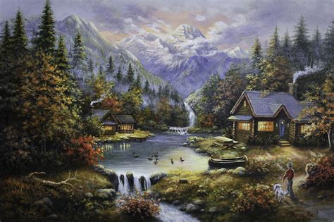 Paradise Of Mountain Valley Painting By Charles Kim Fine Art America