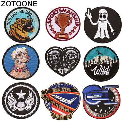 Zotoone Skull Dog Patches Diy Heart Stickers Iron On Clothes Heat