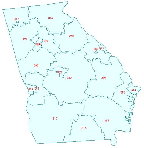 Printable Georgia Zip Code Map