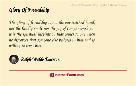 Glory Of Friendship Poem By Ralph Waldo Emerson