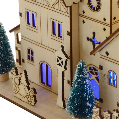 Light Up Colour Changing Led Light Wooden Village Church