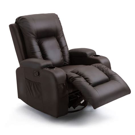 Electric Massage Chair Rocking Armchair Recliner Sofa Heated Seat 360 Degree Swivel Brown Buy
