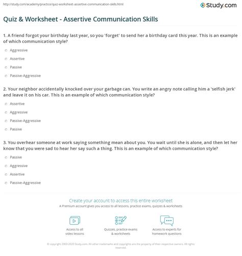 Printable Communication Styles Quiz
