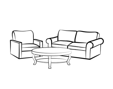 Home Interior Furniture With Armchair Table Sofa Stock Illustration