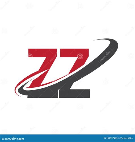Zz Initial Logo Company Name Colored Red And Black Swoosh Design