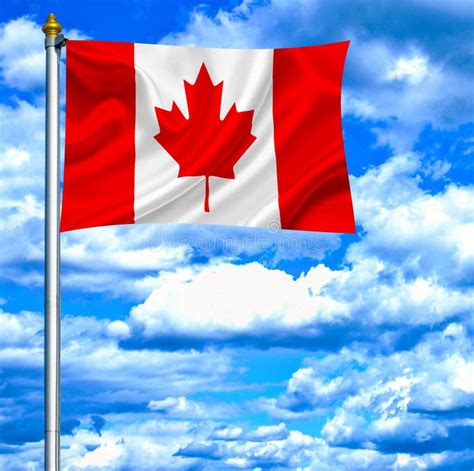 Canada Waving Flag Against Blue Sky Stock Image Image Of Moving