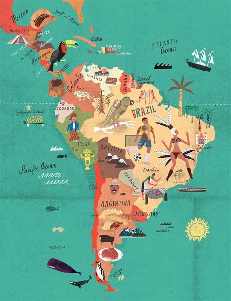 Latin America For Waitrose Martin Haake Illustrations South America Map America Map