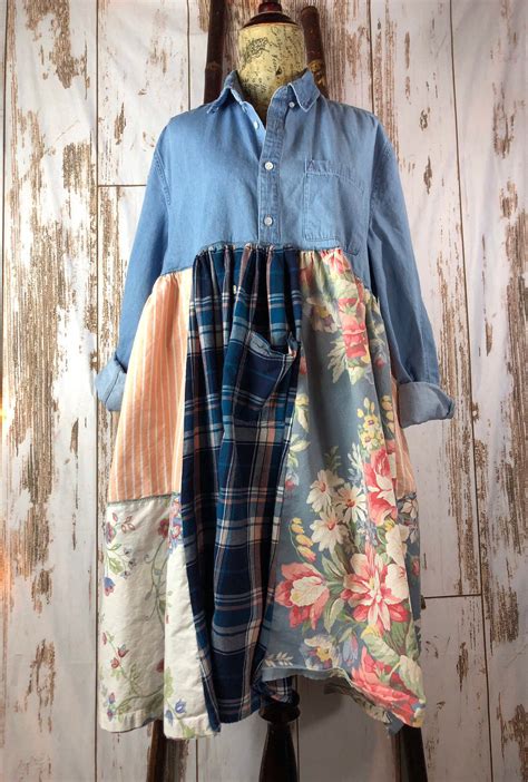 Find & download free graphic resources for floral pattern. Up Cycled Shirtdress,Denim, Shabby Chic Clothing, Rustic ...