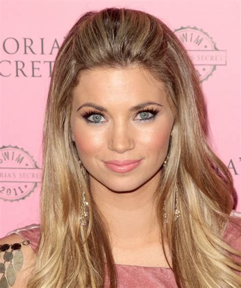 Amber Lancaster Long Straight Casual Half Up Hairstyle Strawberry