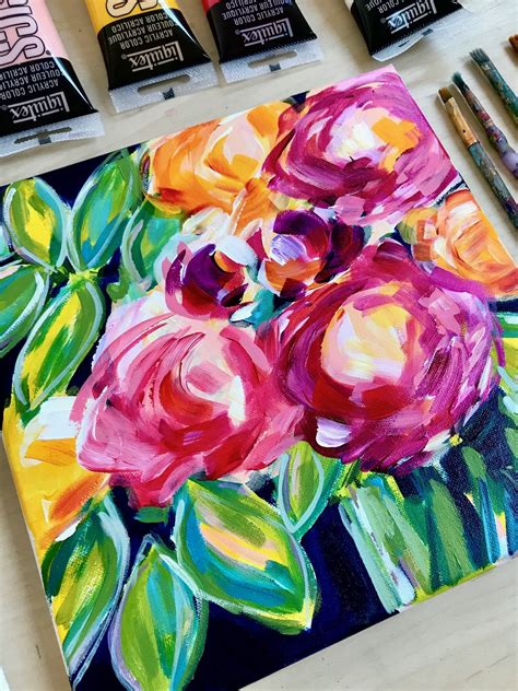 Abstract Flowers Video Painting Tutorial On Youtube How To Paint Loose