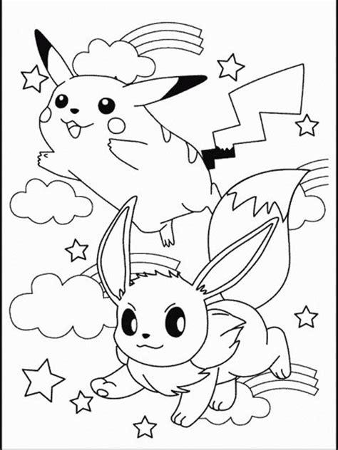 Coloriage Pikachu Et Evoli Dessin Gratuit à Imprimer