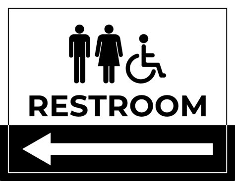 Restroom Sign With Arrow