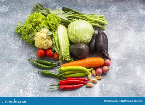 Different Vegetable Healthy Food On Wood Table Stock Image Image Of