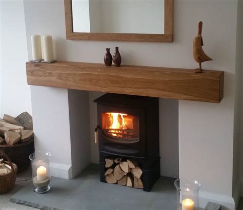 Solid Oak Beam Floating Wood Mantel Characterful Fireplace Shelf Shaped