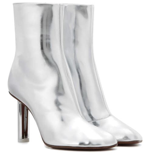 Vetements Woman Metallic Leather Ankle Boots Silver Modesens