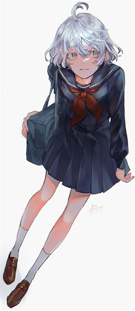 Safebooru 1girl Absurdres Akashi Senju Bangs Blue Skirt Bo 1125 Brown