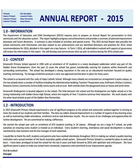 School Performance Report Template Free Report Templates