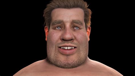 Artstation Realistic Fat Man Naked Character Game Assets
