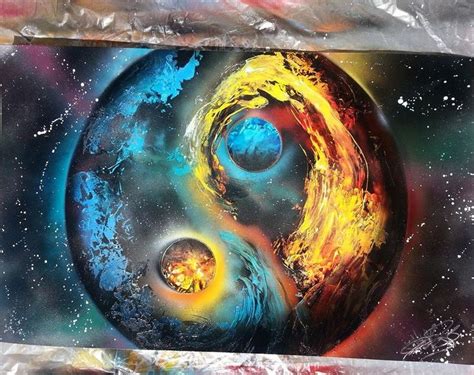 Also a hub of information for beginner painters. Yin Yang Spray Paint Space Art by Nate Bockus | Spray ...