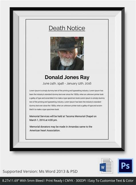 Death Notices 16 Printable Word Excel Pdf Format Download