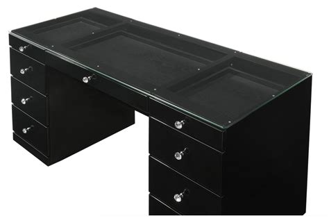 Black torrance vanity set with stool and mirror. Avery Black Vanity Desk and Mirror B4850 - Casye Furniture