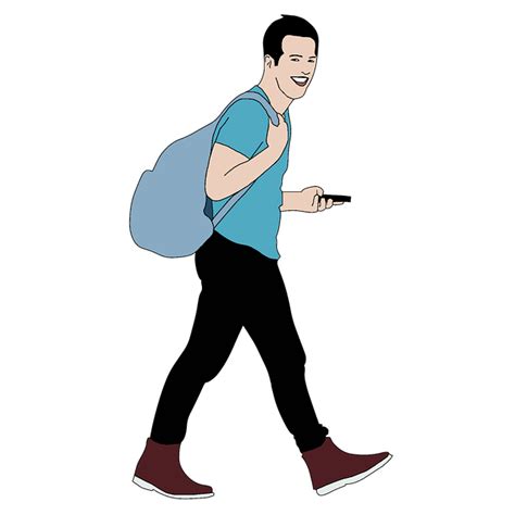 Free Illustration Man Walking T Shirt Mobile Bag Free Image On