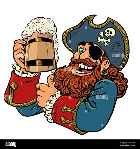 Pirate Funny Character Wooden Beer Mug Comics Caricature Pop Art