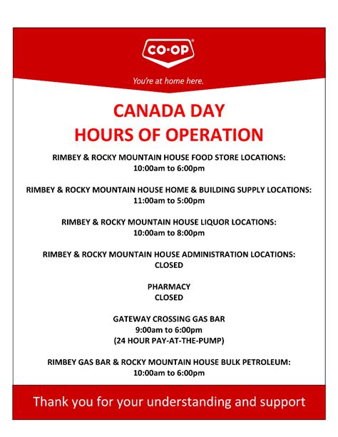 Canada Day Holiday Hours Evergreen Co Op