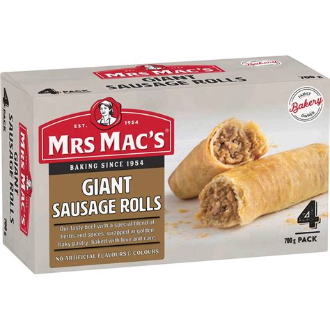 Mrs Macs Giant Sausage Rolls 4 Pack Woolworths