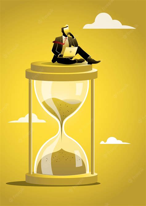 Premium Vector Businessman Sitting And Thinking On Hourglass