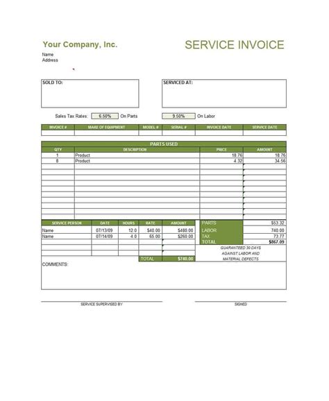 50 Simple Service Invoice Templates Ms Word Template Archive With