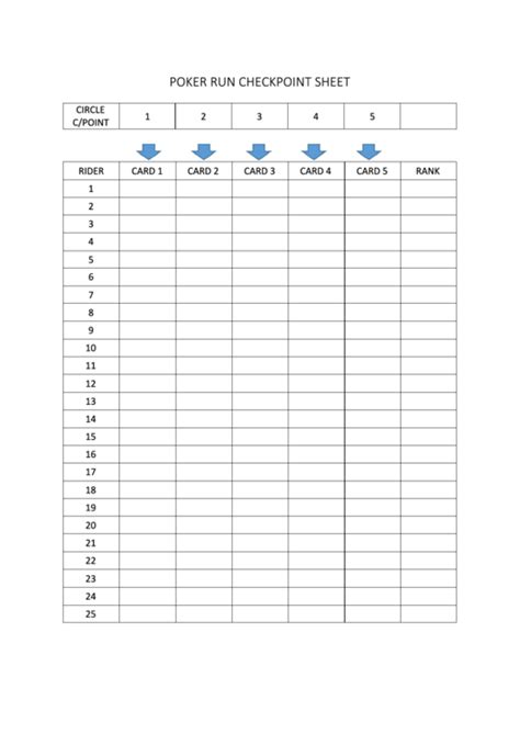 Free Printable Poker Run Sheets - Printable Templates