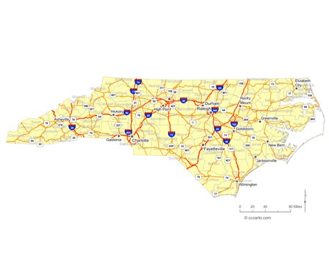 Map Of North Carolina Cities North Carolina Interstates Highways