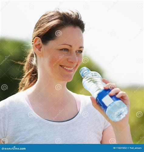 Young Woman Drinking Water After Exercise Stock Photo Image Of Life