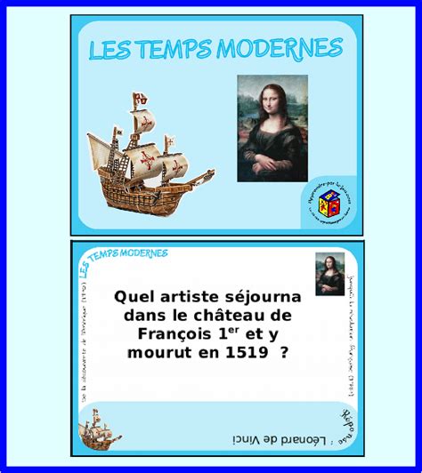 Cartes Question Les Temps Modernes Apprendre Par Le Jeu