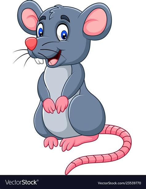 Cartoon Happy Mouse Vector Image On Vectorstock Baby Animal Drawings