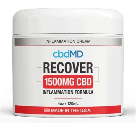 Cbdmd Cbd Recover 1500mg Pain Relief Inflammation Cream 4oz120ml