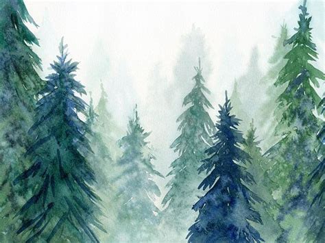 Forest Printable Wall Artwatercolor Paintingnordic Diy Watercolor