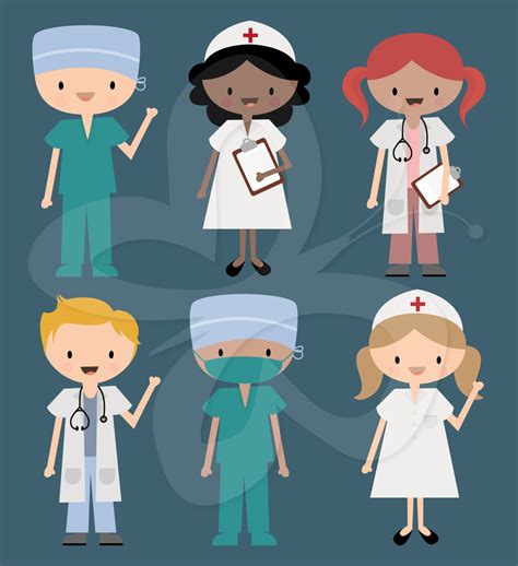 Nurse Doctor And Surgeon In Scrubs Clip Art Clipart Set Etsy