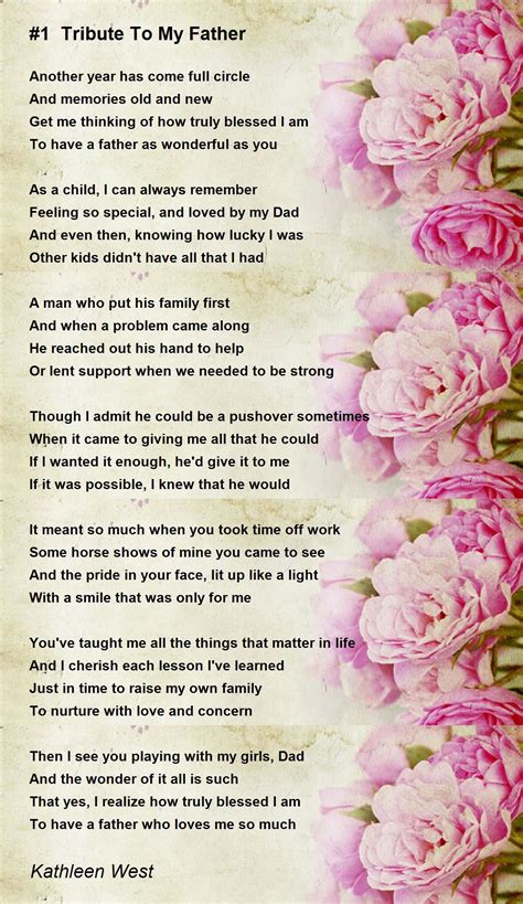 1 Tribute To My Father Poem By Kathleen West Poem Hunter