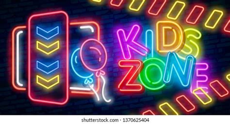 Kids Zone Neon Sign Vector Kids Stock Vector Royalty Free 1370625404