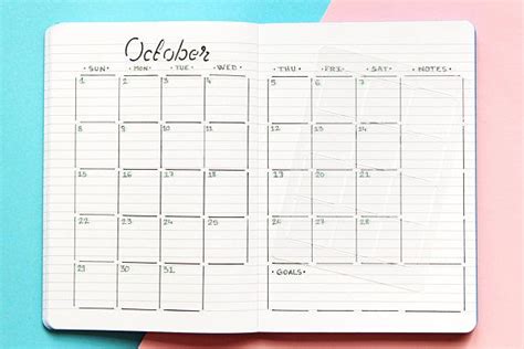 Monthly Overview Calendar Stencil For Bullet Journal And Planner